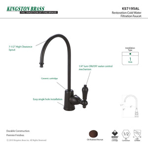 Restoration KS7195AL Single-Handle 1-Hole Deck Mount Water Filtration Faucet, Oil Rubbed Bronze