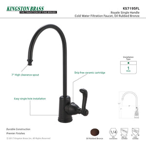 Royale KS7195FL Single-Handle 1-Hole Deck Mount Water Filtration Faucet, Oil Rubbed Bronze