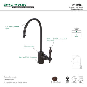 Naples KS7195NL Single-Handle 1-Hole Deck Mount Water Filtration Faucet, Oil Rubbed Bronze