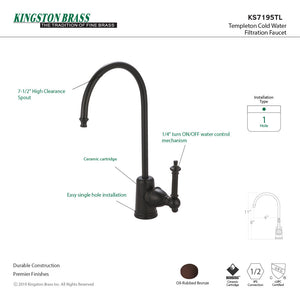 Templeton KS7195TL Single-Handle 1-Hole Deck Mount Water Filtration Faucet, Oil Rubbed Bronze