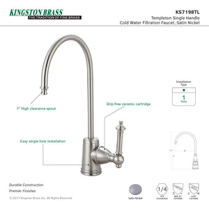 Templeton KS7198TL Single-Handle 1-Hole Deck Mount Water Filtration Faucet, Brushed Nickel
