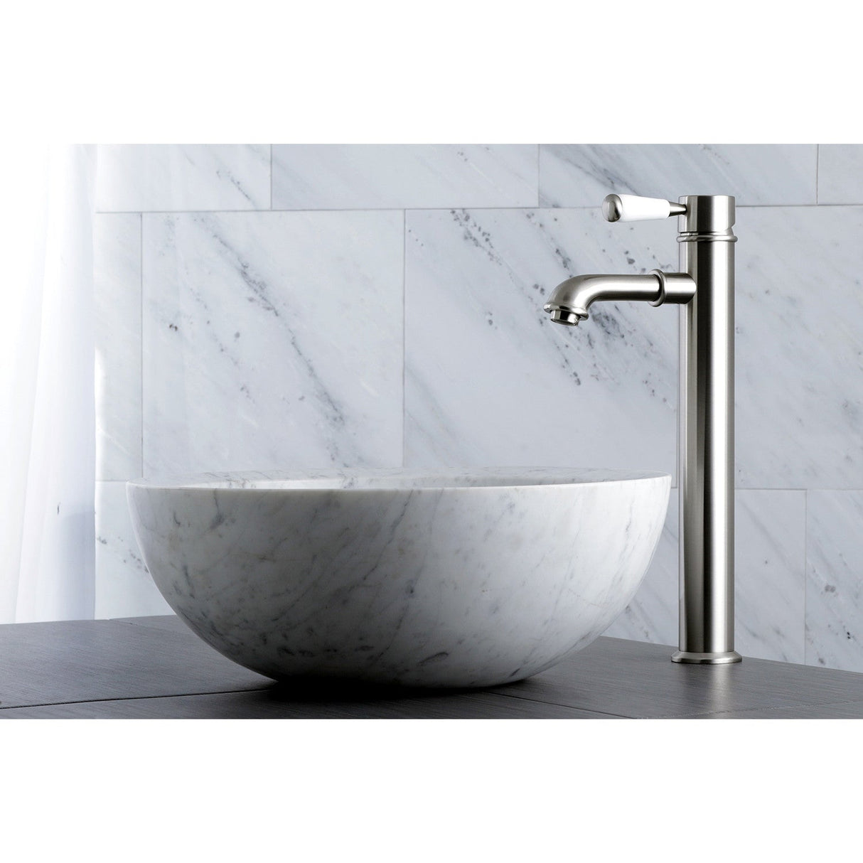 Paris KS7218DPL Single-Handle 1-Hole Deck Mount Vessel Faucet, Brushed Nickel