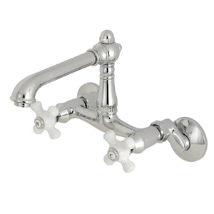 English Country KS7221PX Two-Handle 2-Hole Wall Mount Kitchen Faucet, Polished Chrome