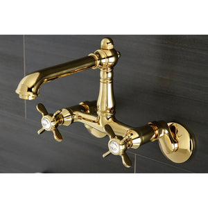 Essex KS7222BEX Two-Handle 2-Hole Wall Mount Kitchen Faucet, Polished Brass
