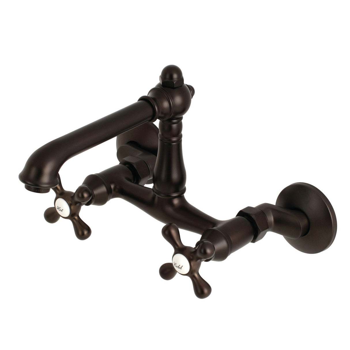 English Country KS7225AX Two-Handle 2-Hole Wall Mount Kitchen Faucet, Oil Rubbed Bronze