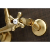English Country KS7227AX Two-Handle 2-Hole Wall Mount Kitchen Faucet, Brushed Brass