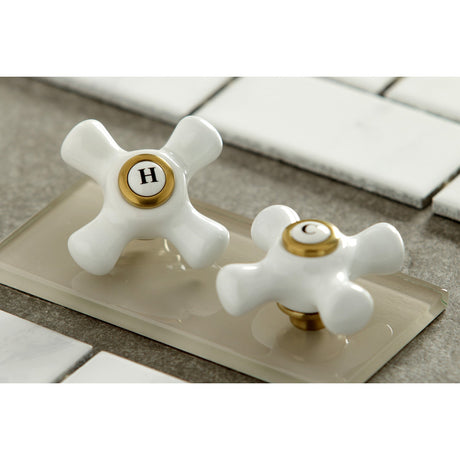 English Country KS7227PX Two-Handle 2-Hole Wall Mount Kitchen Faucet, Brushed Brass