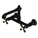 English Country KS7240AX Two-Handle 2-Hole Wall Mount Bathroom Faucet, Matte Black