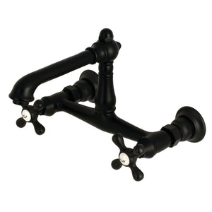 English Country KS7240AX Two-Handle 2-Hole Wall Mount Bathroom Faucet, Matte Black