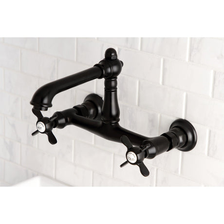 Essex KS7240BEX Two-Handle 2-Hole Wall Mount Bathroom Faucet, Matte Black
