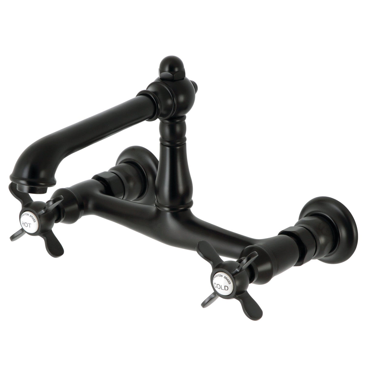 Essex KS7240BEX Two-Handle 2-Hole Wall Mount Bathroom Faucet, Matte Black