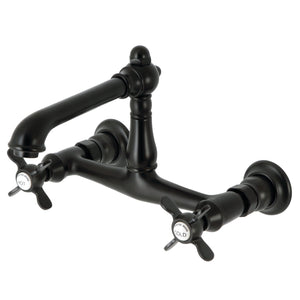 Essex KS7240BEX Two-Handle 2-Hole Wall Mount Bathroom Faucet, Matte Black