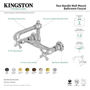 English Country KS7241AX Two-Handle 2-Hole Wall Mount Bathroom Faucet, Polished Chrome