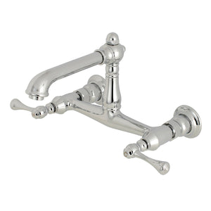 English Country KS7241BL Two-Handle 2-Hole Wall Mount Bathroom Faucet, Polished Chrome