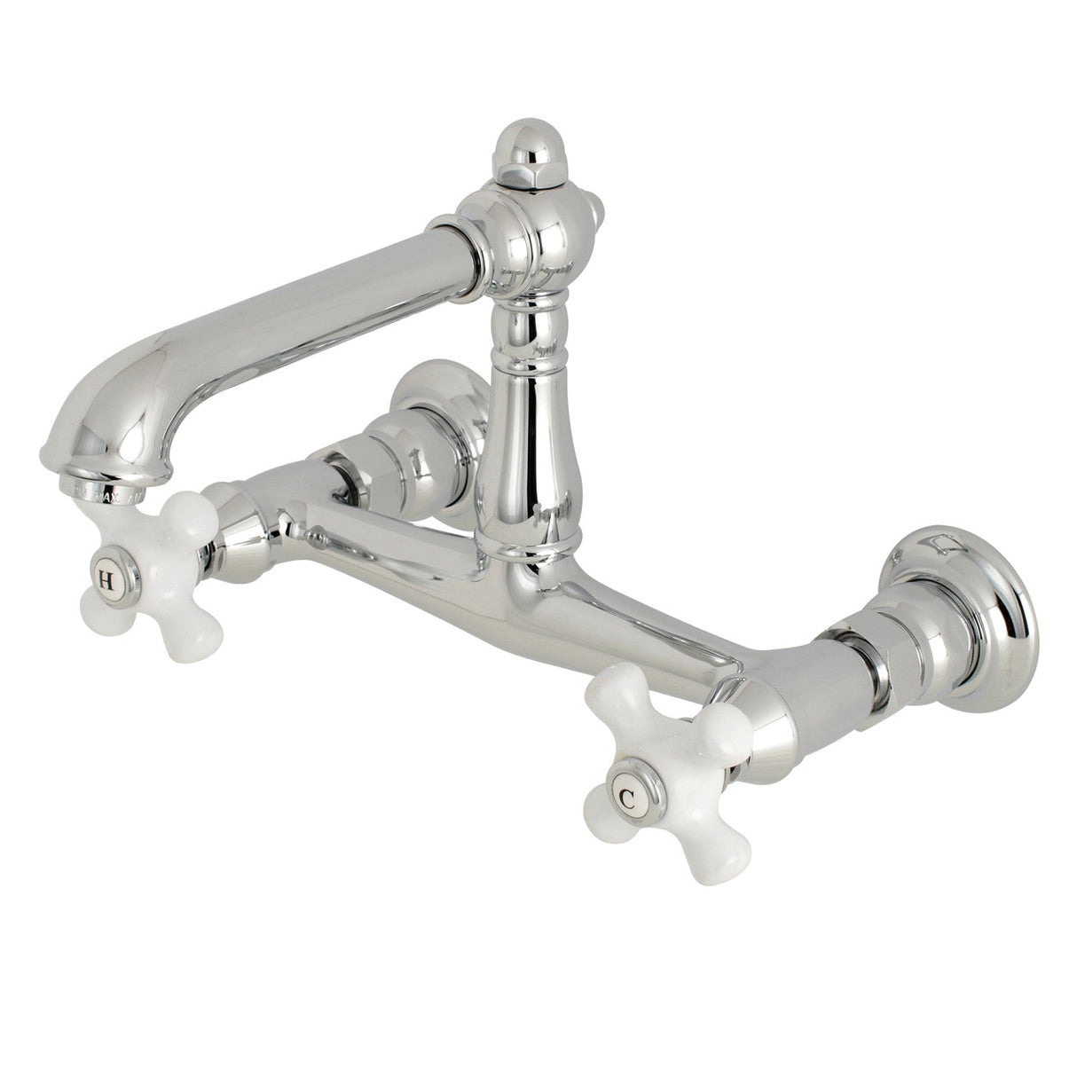 English Country KS7241PX Two-Handle 2-Hole Wall Mount Bathroom Faucet, Polished Chrome