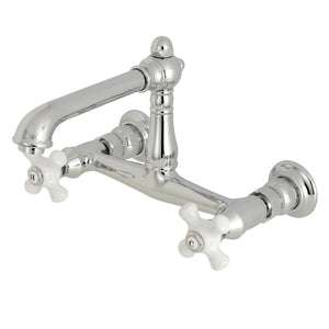 English Country KS7241PX Two-Handle 2-Hole Wall Mount Bathroom Faucet, Polished Chrome