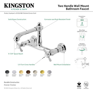 Essex KS7246BEX Two-Handle 2-Hole Wall Mount Bathroom Faucet, Polished Nickel