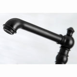 English Country KS7270ALBS Two-Handle 4-Hole Deck Mount Bridge Kitchen Faucet with Side Sprayer, Matte Black