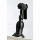 English Country KS7270PXBS Two-Handle 4-Hole Deck Mount Bridge Kitchen Faucet with Side Sprayer, Matte Black