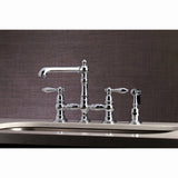 English Country KS7271ALBS Two-Handle 4-Hole Deck Mount Bridge Kitchen Faucet with Side Sprayer, Polished Chrome