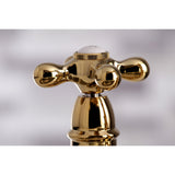 English Country KS7272AXBS Two-Handle 4-Hole Deck Mount Bridge Kitchen Faucet with Side Sprayer, Polished Brass