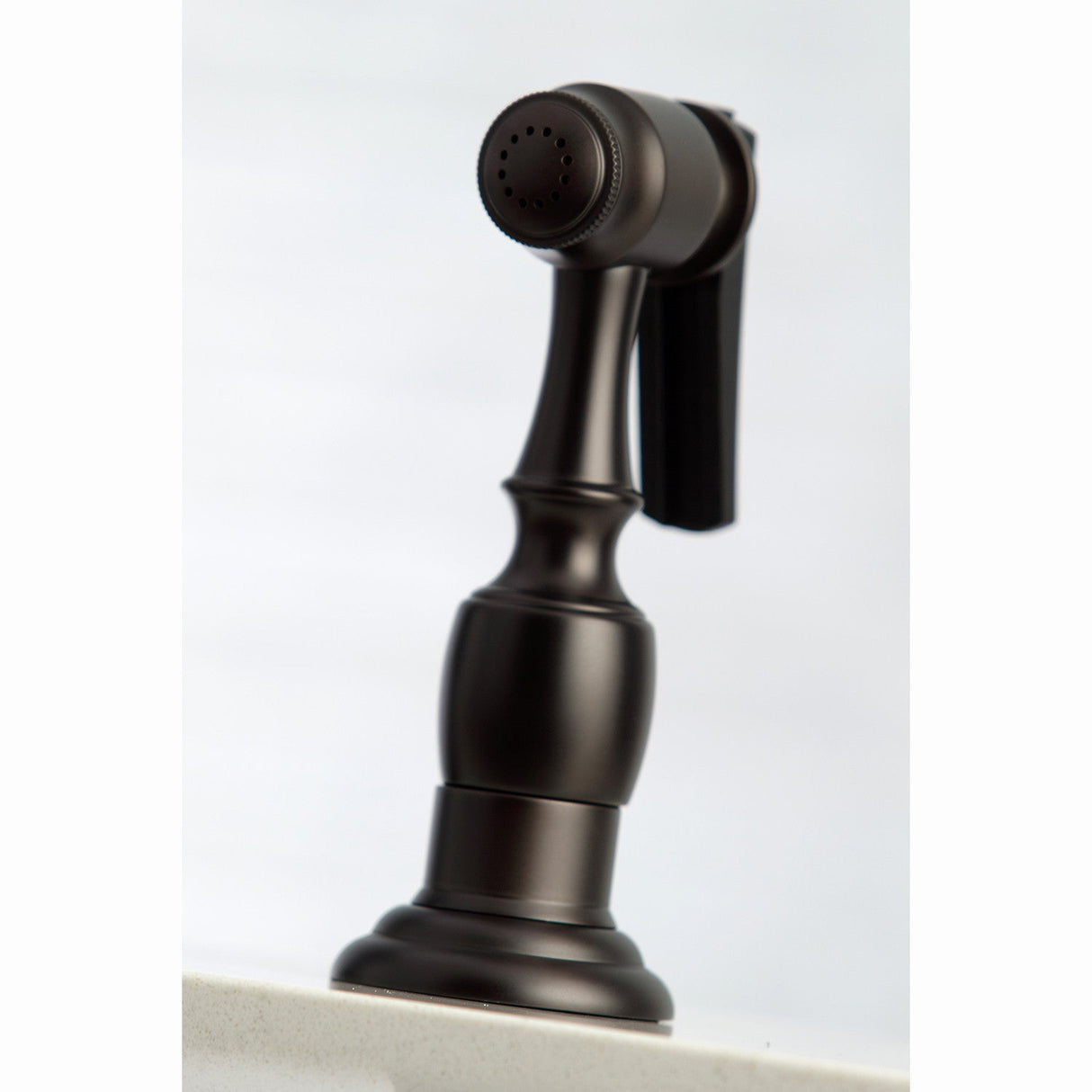 English Country KS7275PLBS Two-Handle 4-Hole Deck Mount Bridge Kitchen Faucet with Side Sprayer, Oil Rubbed Bronze