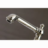 English Country KS7276ALBS Two-Handle 4-Hole Deck Mount Bridge Kitchen Faucet with Side Sprayer, Polished Nickel