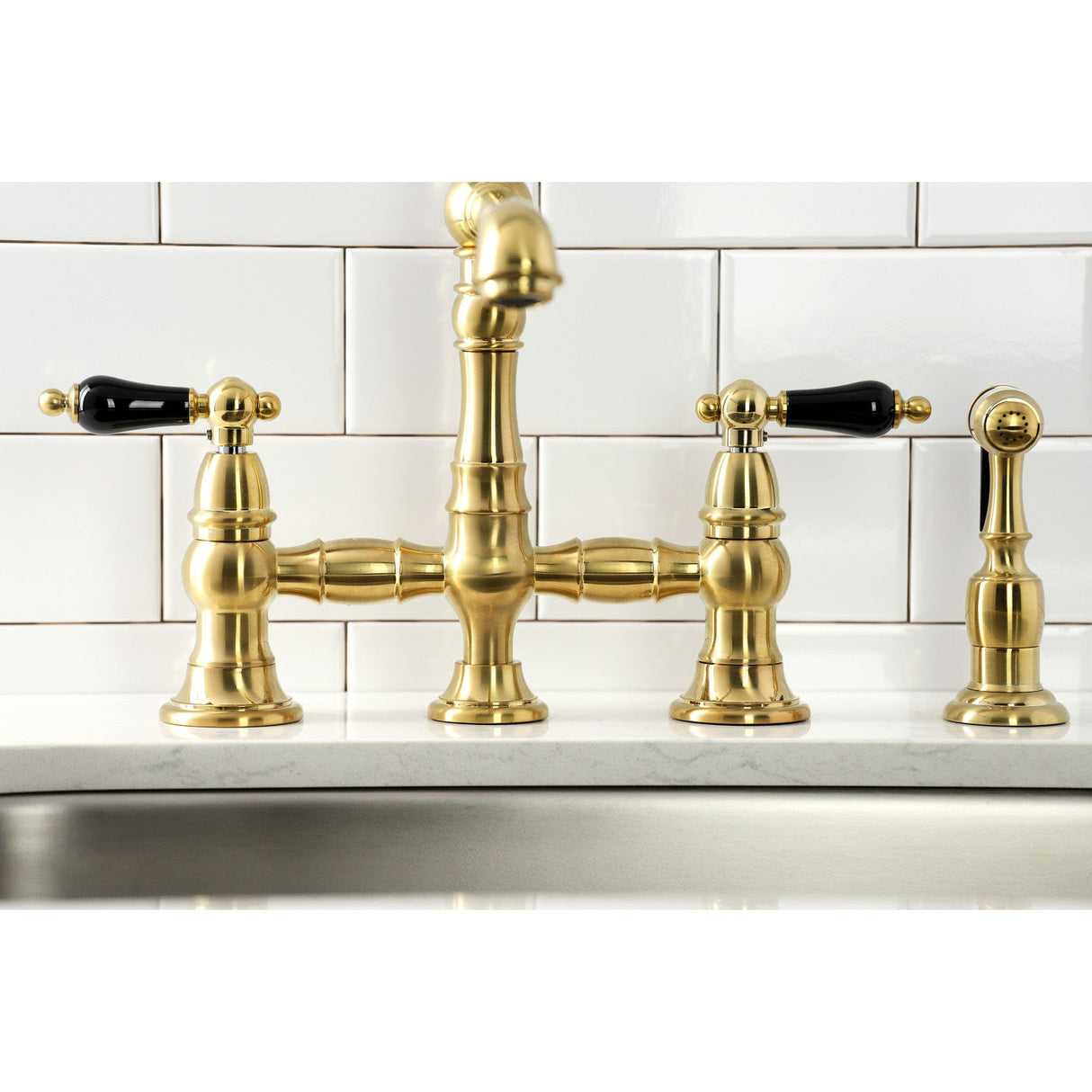 Duchess KS7277PKLBS Bridge Kitchen Faucet, Brushed Brass