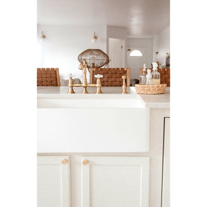 English Country KS7277PXBS Two-Handle 4-Hole Deck Mount Bridge Kitchen Faucet with Side Sprayer, Brushed Brass