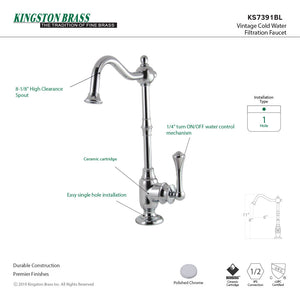 Vintage KS7391BL Single-Handle 1-Hole Deck Mount Water Filtration Faucet, Polished Chrome