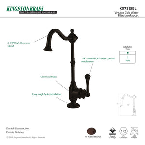 Vintage KS7395BL Single-Handle 1-Hole Deck Mount Water Filtration Faucet, Oil Rubbed Bronze