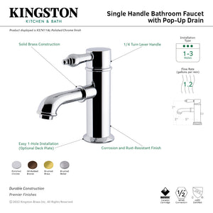 Paris KS7417AL Single-Handle 1-Hole Deck Mount Bathroom Faucet with Brass Pop-Up, Brushed Brass