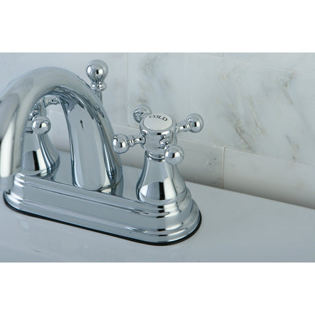 English Country KS7611BX Two-Handle 3-Hole Deck Mount 4" Centerset Bathroom Faucet with Brass Pop-Up, Polished Chrome