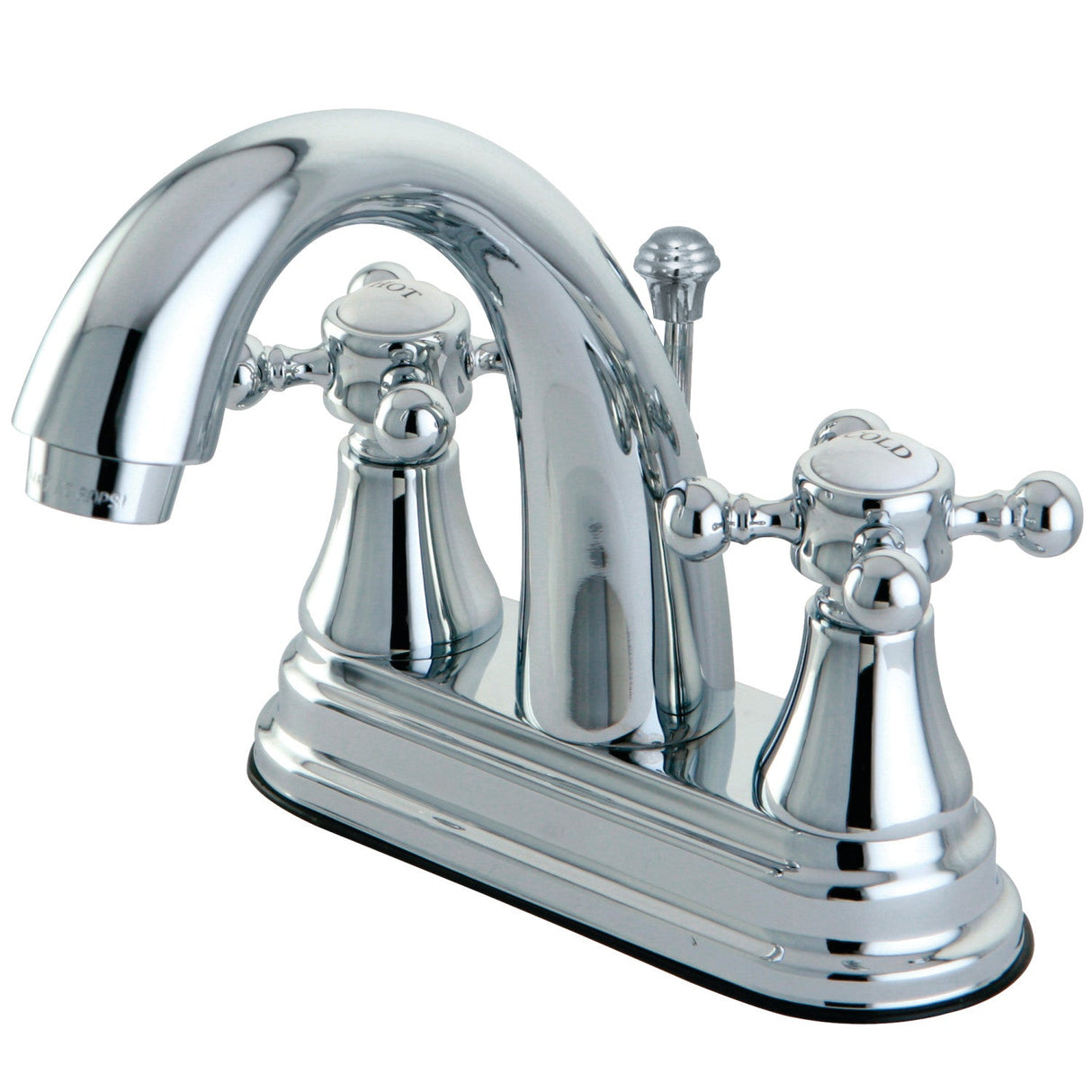 English Country KS7611BX Two-Handle 3-Hole Deck Mount 4" Centerset Bathroom Faucet with Brass Pop-Up, Polished Chrome