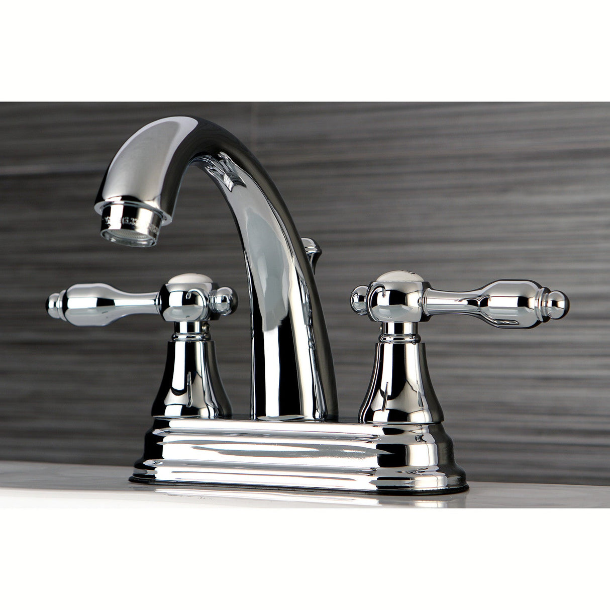 Tudor KS7611TAL Two-Handle 3-Hole Deck Mount 4" Centerset Bathroom Faucet with Brass Pop-Up, Polished Chrome
