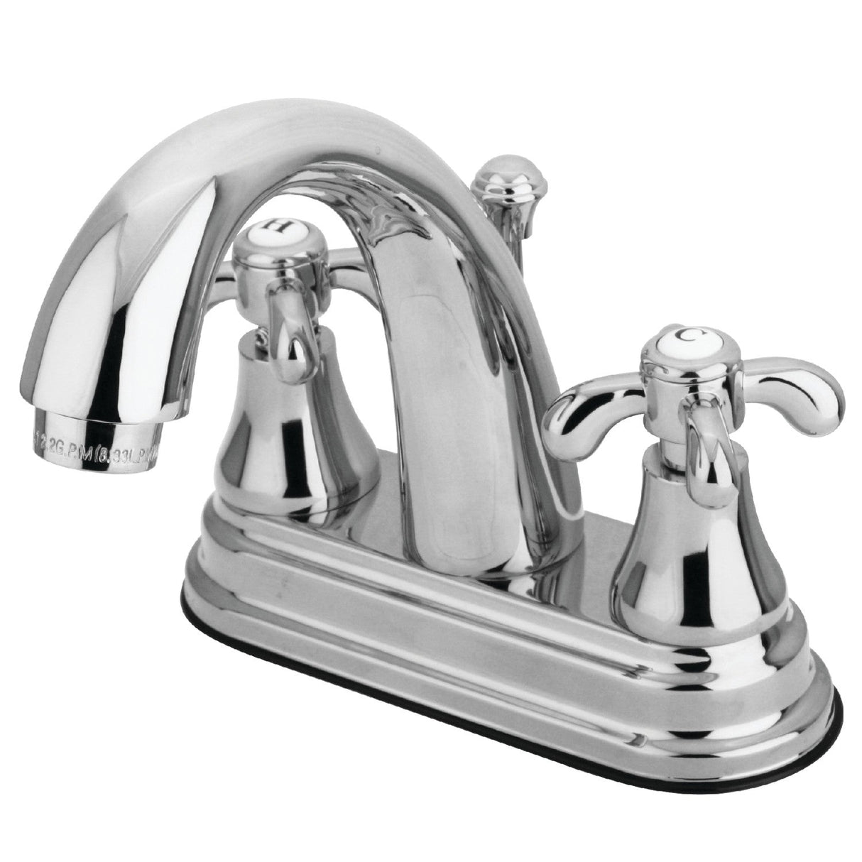 French Country KS7611TX Two-Handle 3-Hole Deck Mount 4" Centerset Bathroom Faucet with Brass Pop-Up, Polished Chrome
