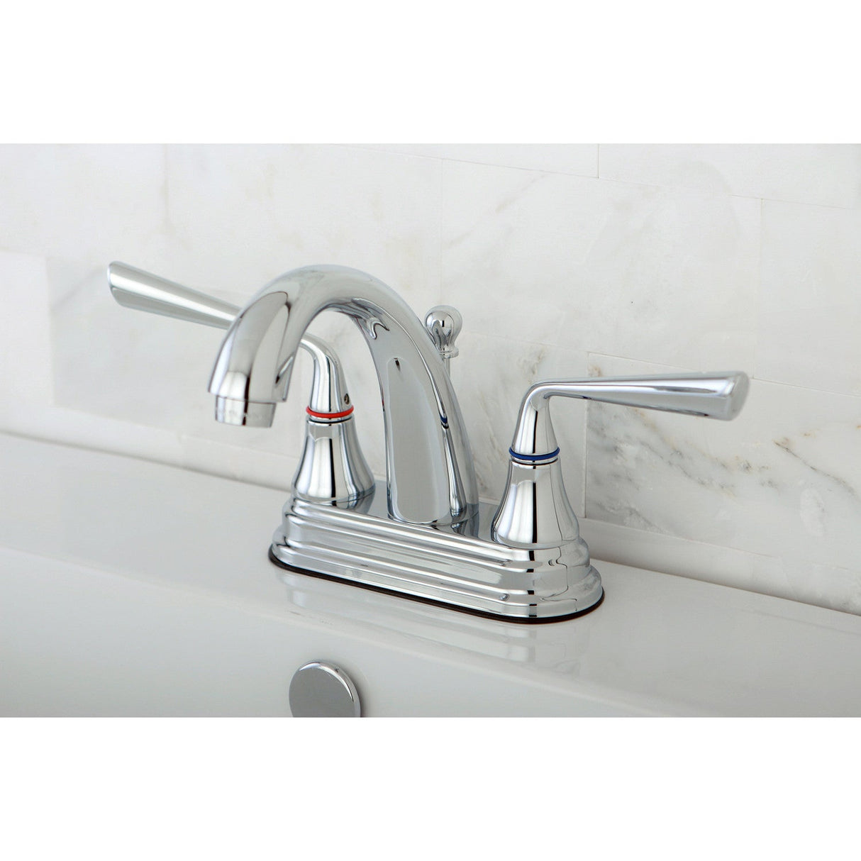 Silver Sage KS7611ZL Two-Handle 3-Hole Deck Mount 4" Centerset Bathroom Faucet with Brass Pop-Up, Polished Chrome