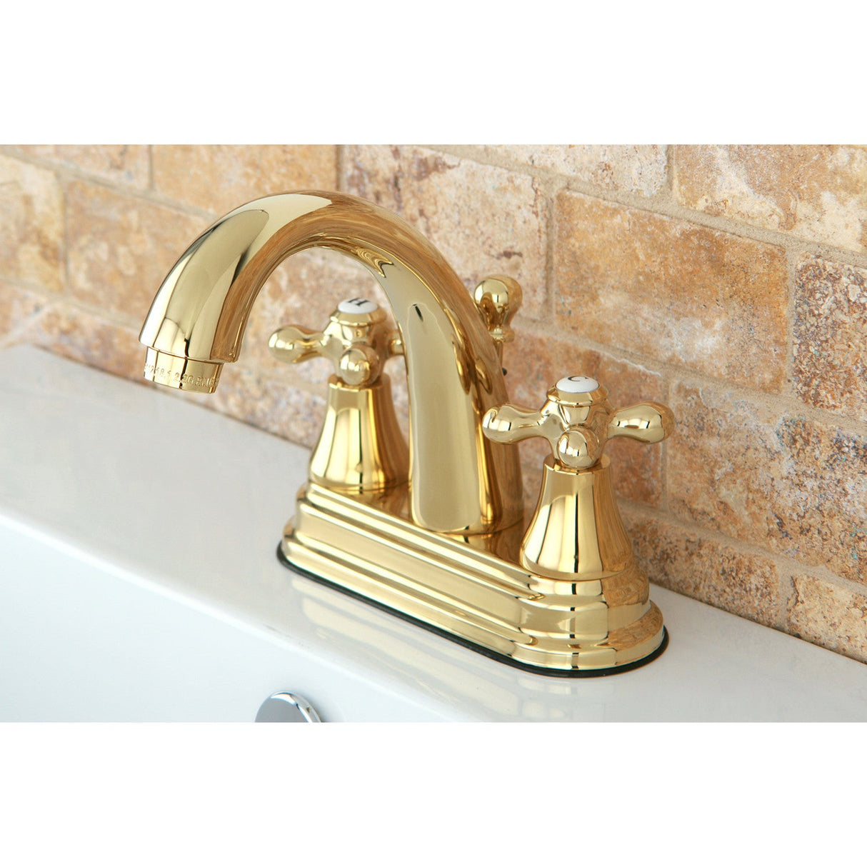 English Vintage KS7612AX Two-Handle 3-Hole Deck Mount 4" Centerset Bathroom Faucet with Brass Pop-Up, Polished Brass