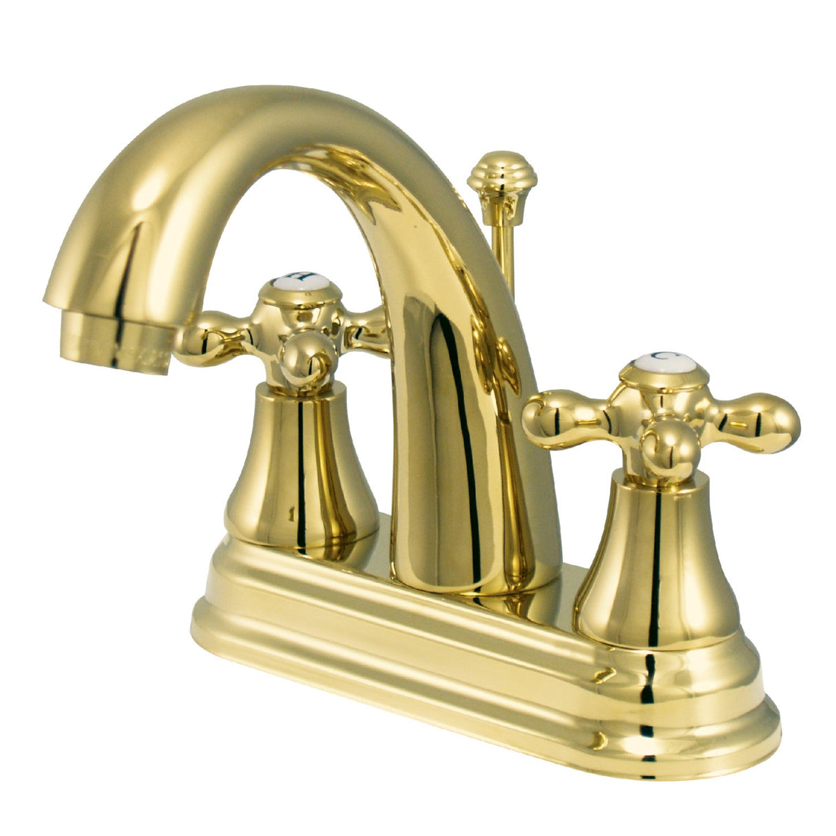 English Vintage KS7612AX Two-Handle 3-Hole Deck Mount 4" Centerset Bathroom Faucet with Brass Pop-Up, Polished Brass