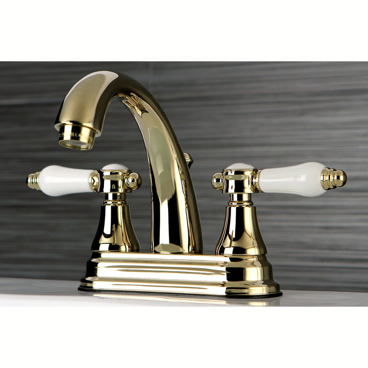 Bel-Air KS7612BPL Two-Handle 3-Hole Deck Mount 4" Centerset Bathroom Faucet with Brass Pop-Up, Polished Brass