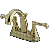 English Vintage KS7612FL Two-Handle 3-Hole Deck Mount 4" Centerset Bathroom Faucet with Brass Pop-Up, Polished Brass