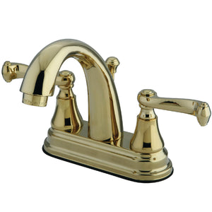 English Vintage KS7612FL Two-Handle 3-Hole Deck Mount 4" Centerset Bathroom Faucet with Brass Pop-Up, Polished Brass