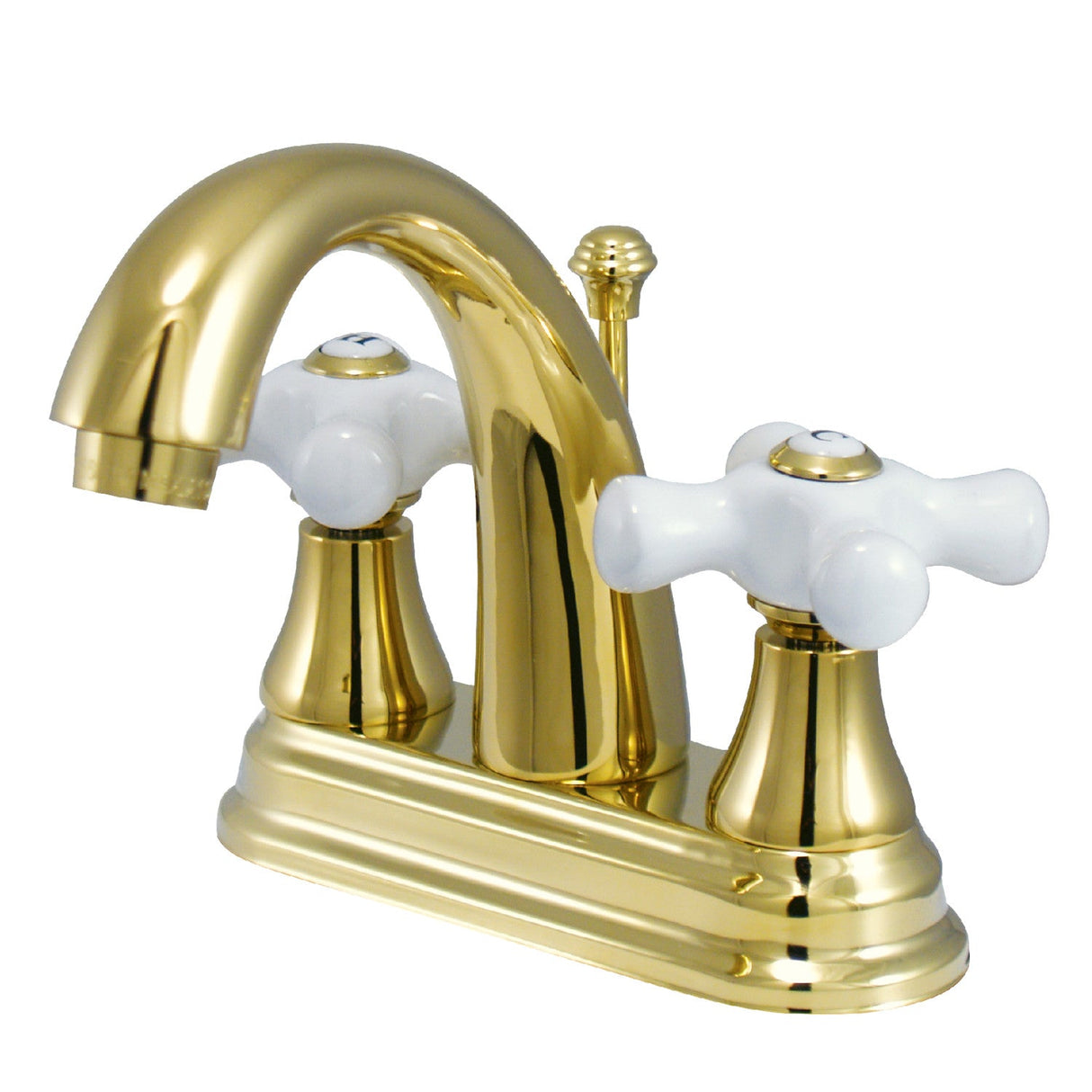 English Vintage KS7612PX Two-Handle 3-Hole Deck Mount 4" Centerset Bathroom Faucet with Brass Pop-Up, Polished Brass