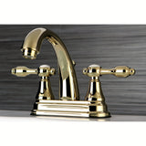 Tudor KS7612TAL Two-Handle 3-Hole Deck Mount 4" Centerset Bathroom Faucet with Brass Pop-Up, Polished Brass