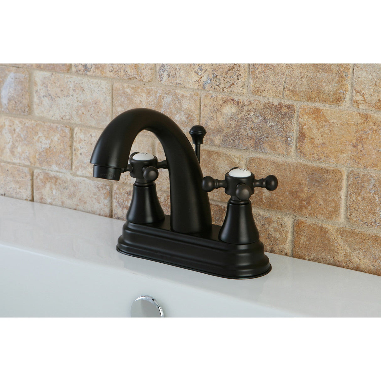 English Vintage KS7615BX Two-Handle 3-Hole Deck Mount 4" Centerset Bathroom Faucet with Brass Pop-Up, Oil Rubbed Bronze