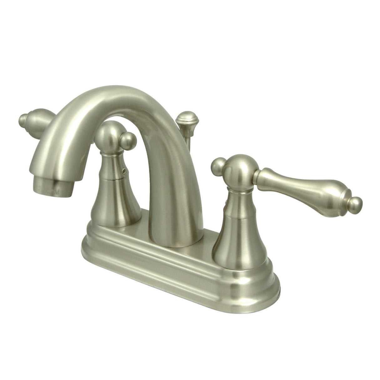 English Vintage KS7618AL Two-Handle 3-Hole Deck Mount 4" Centerset Bathroom Faucet with Brass Pop-Up, Brushed Nickel