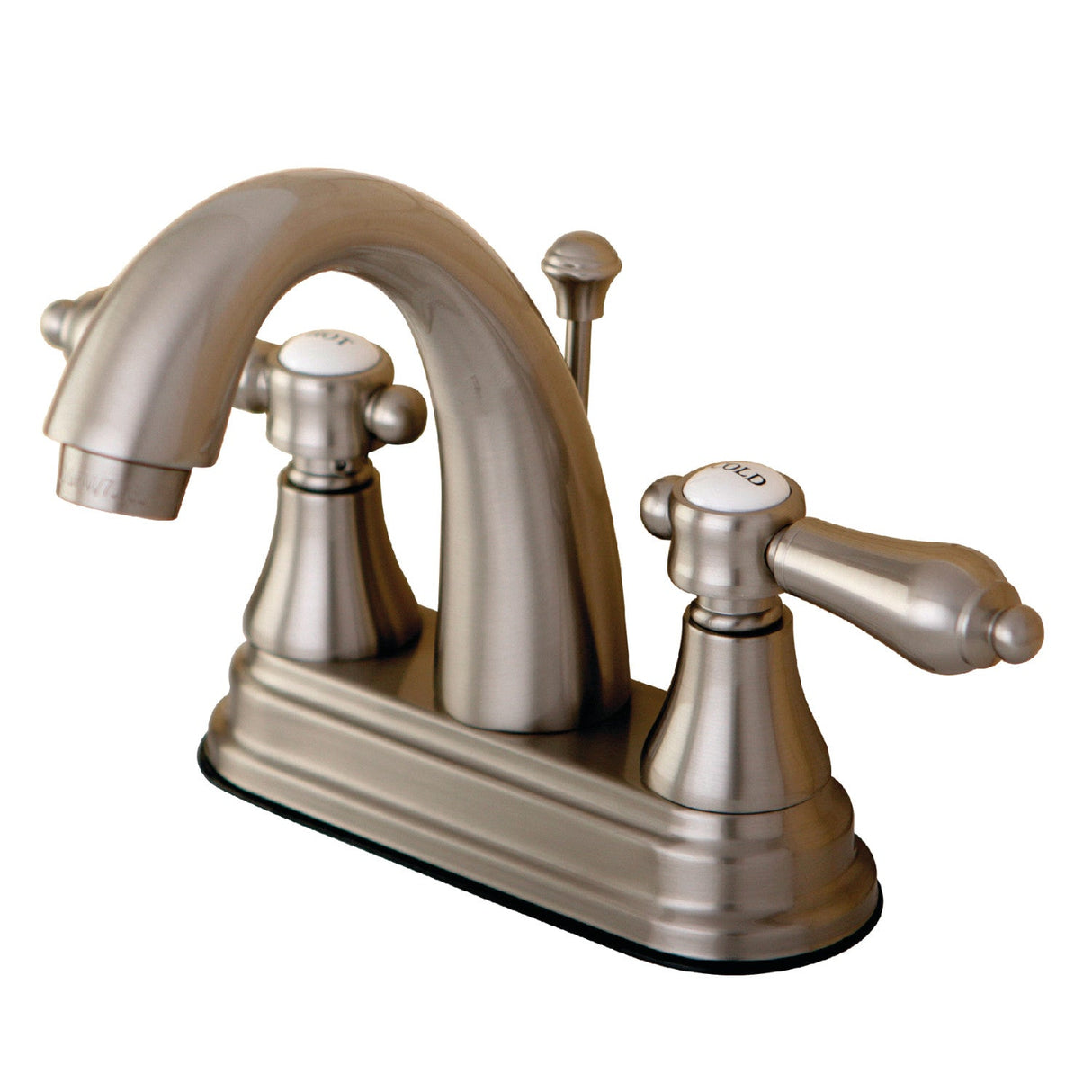 Heirloom KS7618BAL Two-Handle 3-Hole Deck Mount 4" Centerset Bathroom Faucet with Brass Pop-Up, Brushed Nickel