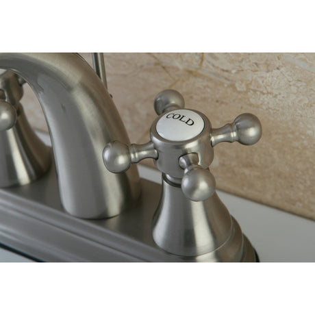 English Vintage KS7618BX Two-Handle 3-Hole Deck Mount 4" Centerset Bathroom Faucet with Brass Pop-Up, Brushed Nickel