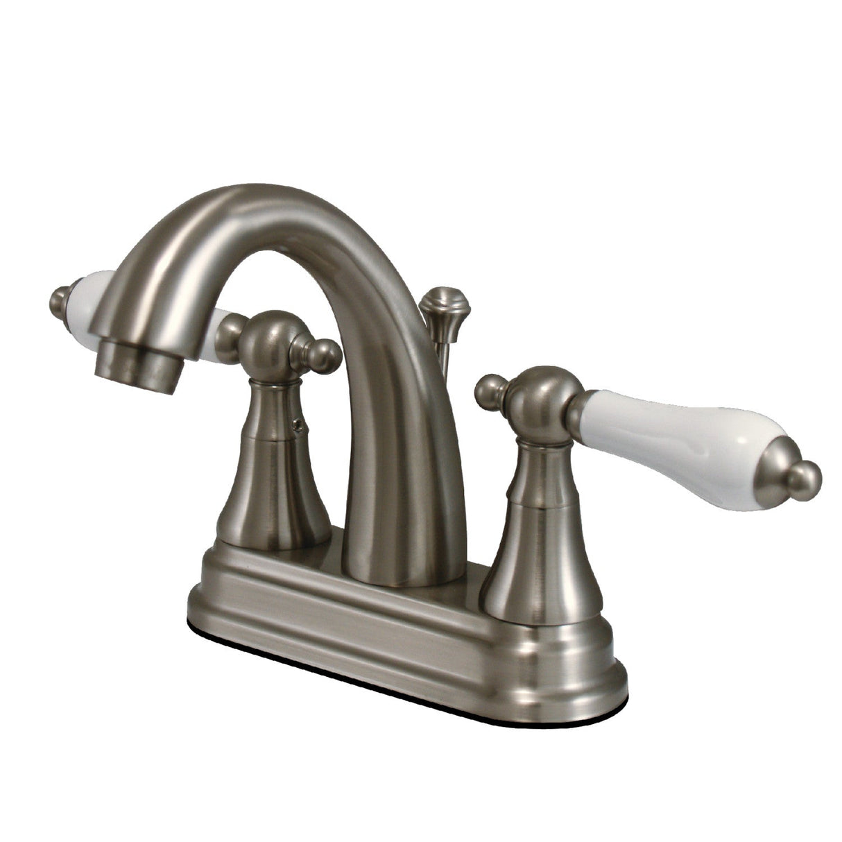 English Vintage KS7618PL Two-Handle 3-Hole Deck Mount 4" Centerset Bathroom Faucet with Brass Pop-Up, Brushed Nickel