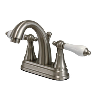 English Vintage KS7618PL Two-Handle 3-Hole Deck Mount 4" Centerset Bathroom Faucet with Brass Pop-Up, Brushed Nickel